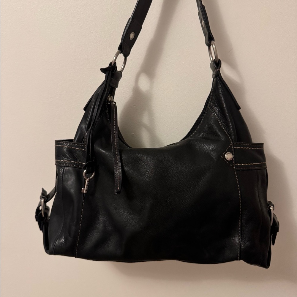 Fossil Elegant Black Leather Shoulder Bag